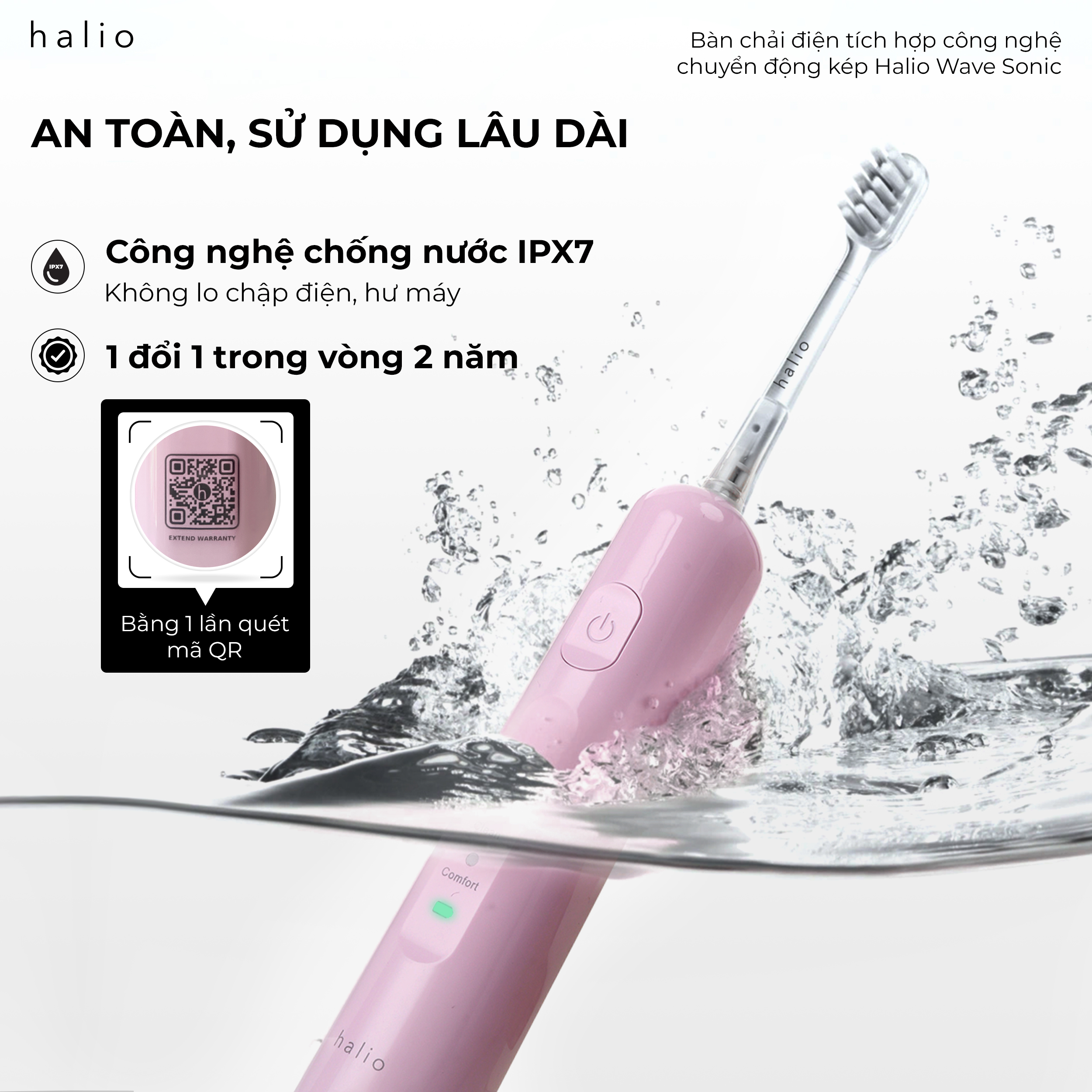 Bàn Chải Điện Tích Hợp Công Nghệ Chuyển Động Kép Halio Wave Sonic Electric Toothbrush