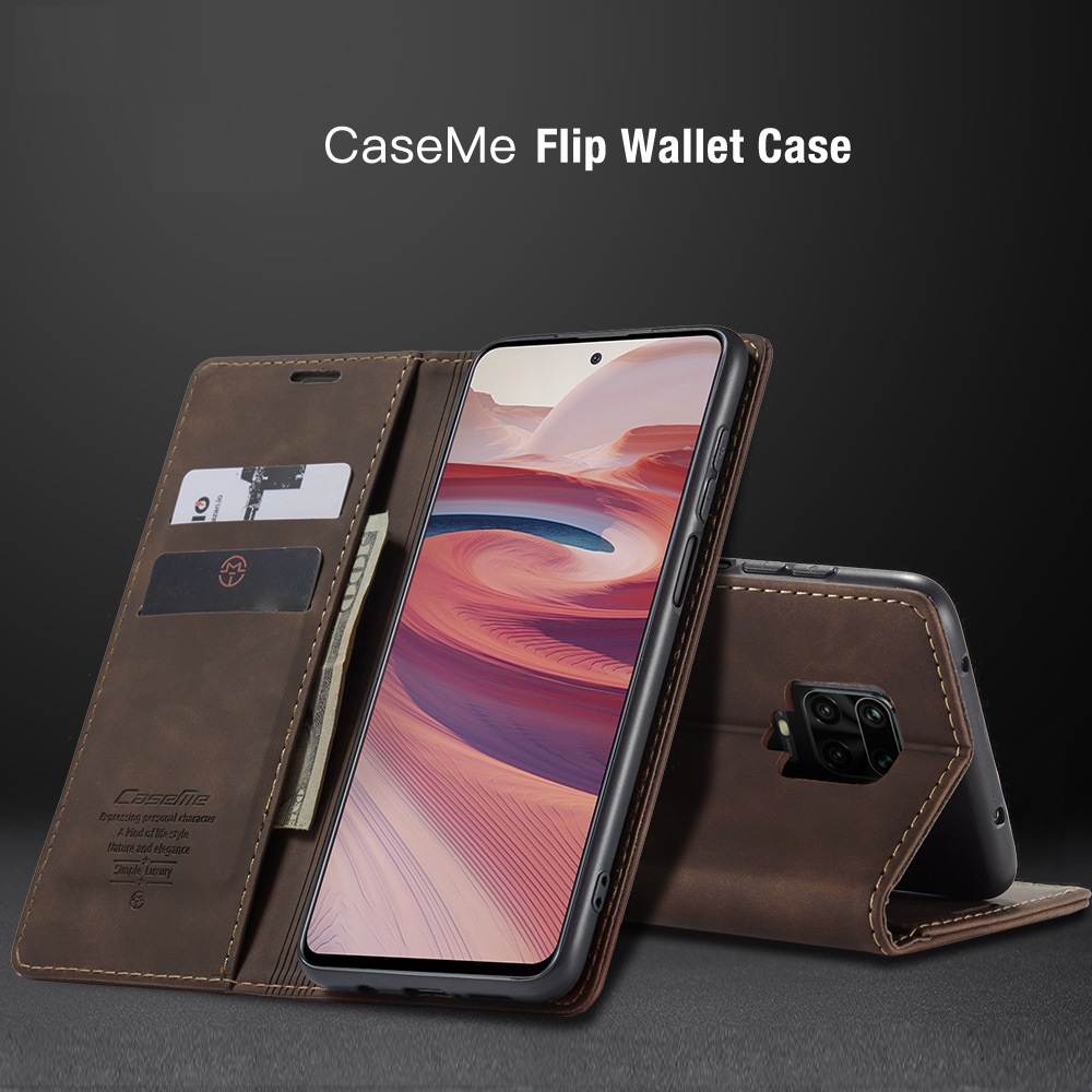 Bao da thật dạng ví cho Xiaomi Redmi Note 9 Pro Chính Hãng Caseme có ngăn đựng thẻ - Hàng Nhập Khẩu