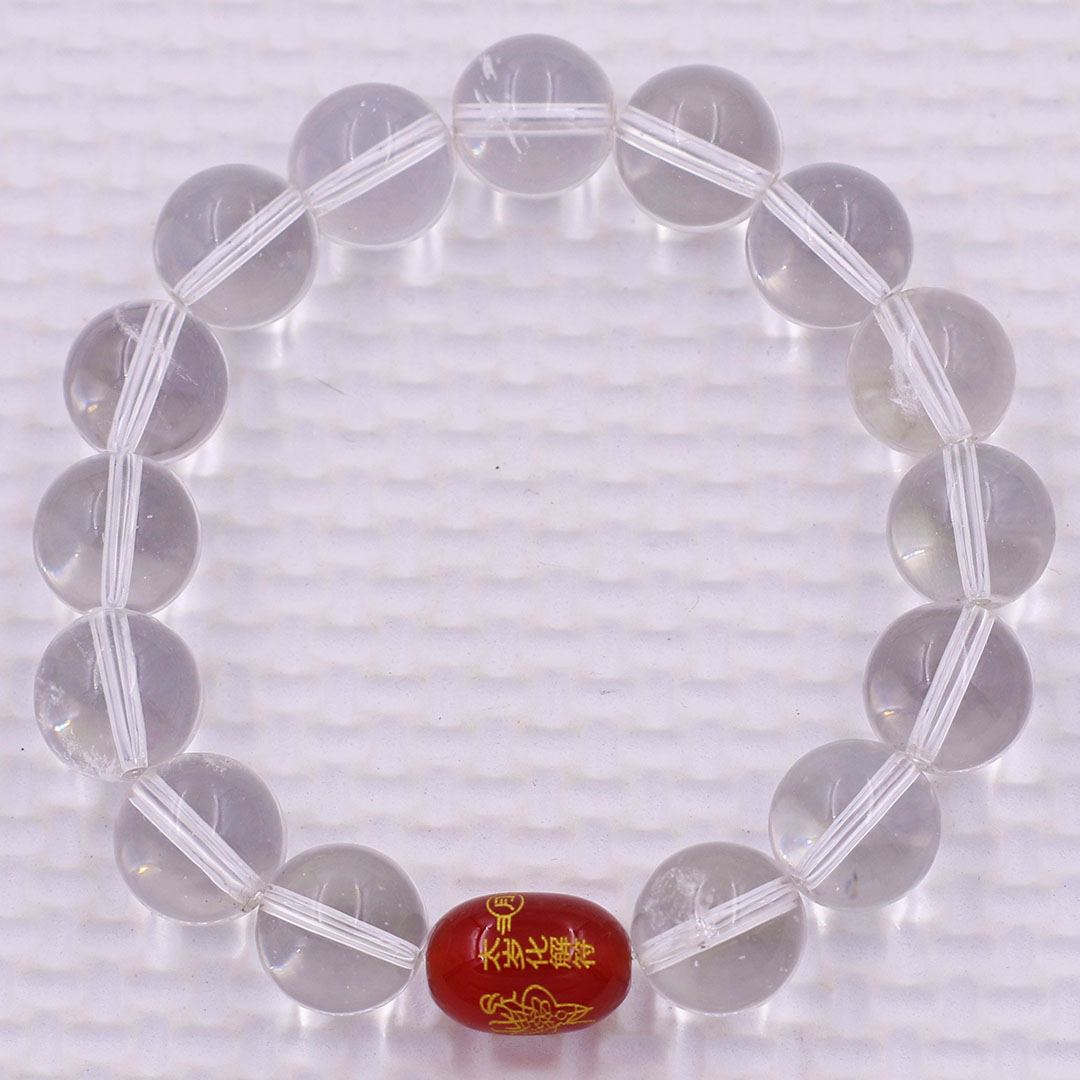 Vòng chuỗi đeo tay pha lê trắng 10 ly charm hạt giải thái tuế phù, vòng chuỗi phong thủy, giải năm hạn thái tuế
