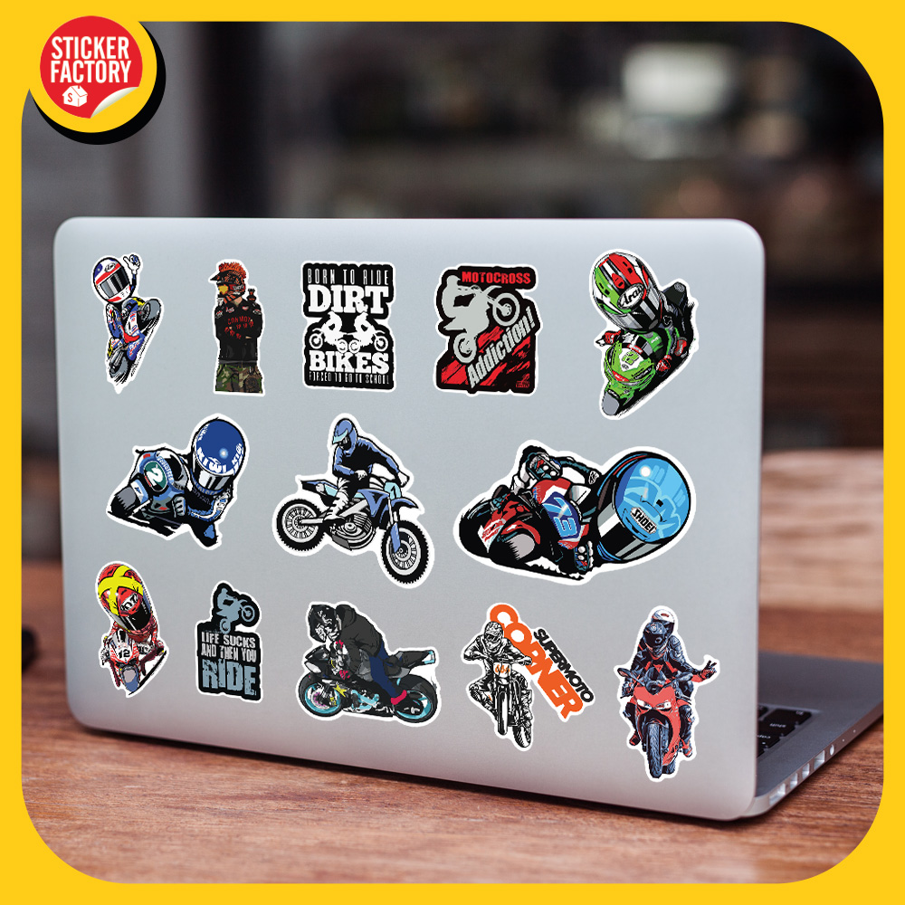 Motorcycle - Set 100 sticker decal hình dán nón bảo hiểm, laptop, xe máy, ô tô - STICKER FACTORY
