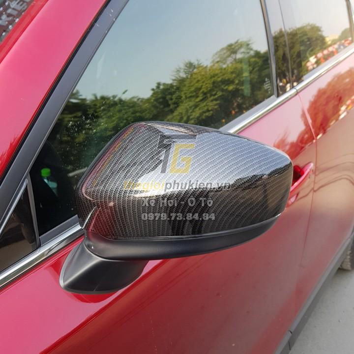 Bộ ốp gương chiếu hậu dành cho Mazda CX5, CX-5 2018-2020 vân Carbon cap cấp