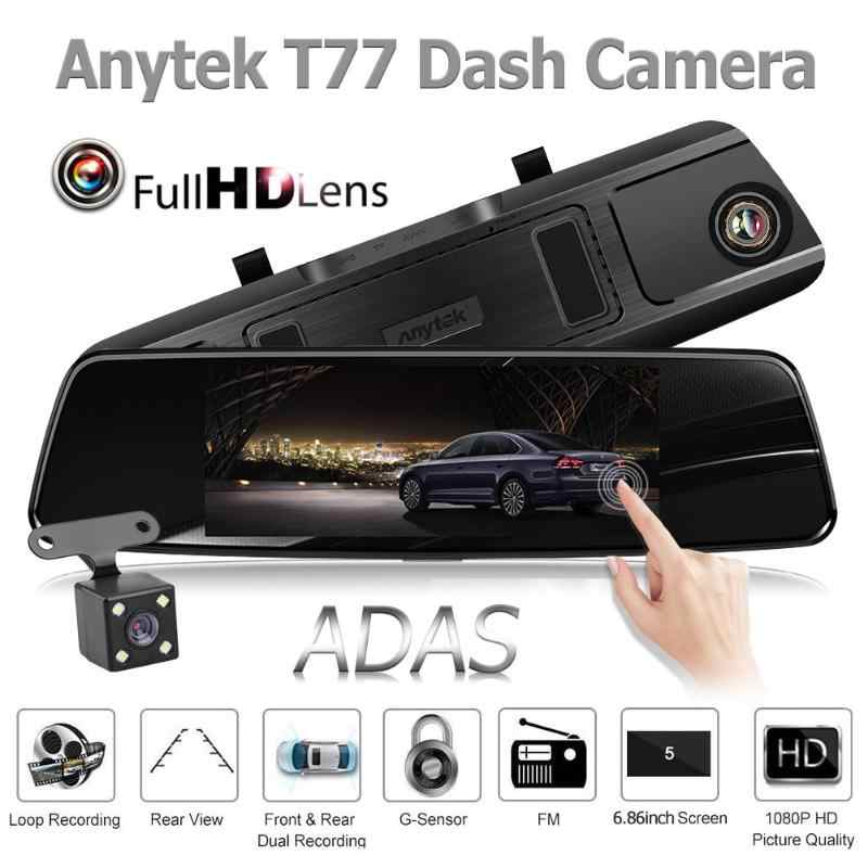 Camera Hành trình ô tô Anytek T77 Full HD (1920*1080P) - Cam gương, màn hình 7 inch cảm ứng, Quay 2 mắt trước sau