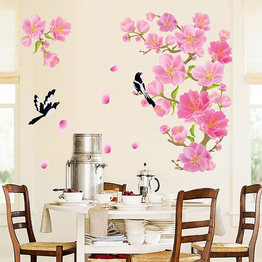 Decal Dán Tường Cành Đào Hồng 1 Binbin PK155 (130 x 78 cm)