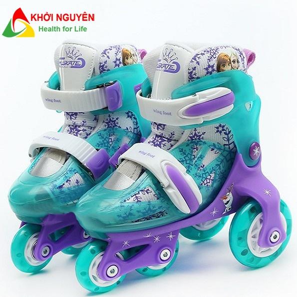 Giày patin trẻ em 2-5 tuổi LEYA có 3 hàng bánh đi được luôn, tặng kèm bảo hộ chân tay, bánh có đèn led, quà tặng năm mới
