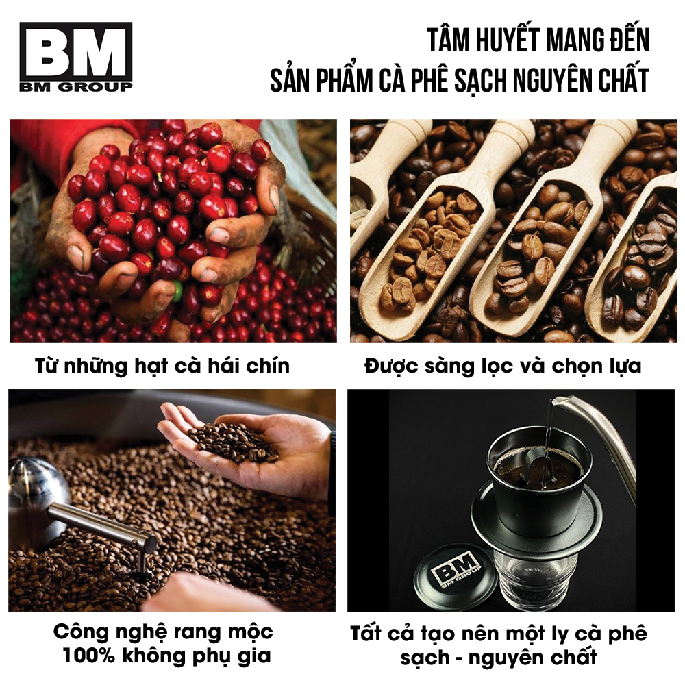 Cà Phê Bột [Gói 250g] Robusta - BM Cội Nguồn- Hái chín - Rang Mộc - Nguyên Chất - BM GROUP