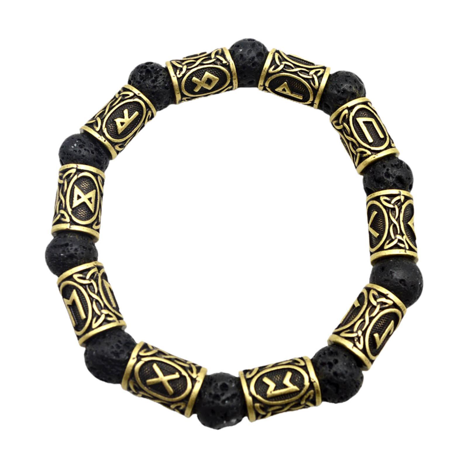 Rune Antique Beads Bracelet  Stone Bangles Accessories for Men