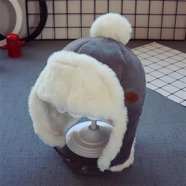 Mũ lót lông thỏ siêu mềm mịn che chắn tai cho bé trong mùa đông này mã Mã H1421