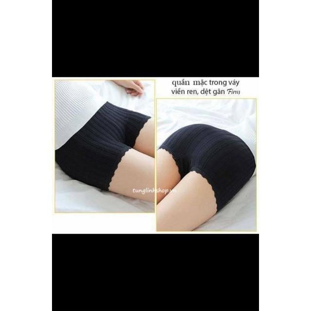 Quần đùi mặc váy co giãn 4 chiều viền ren_ Túi zip cực xịn
