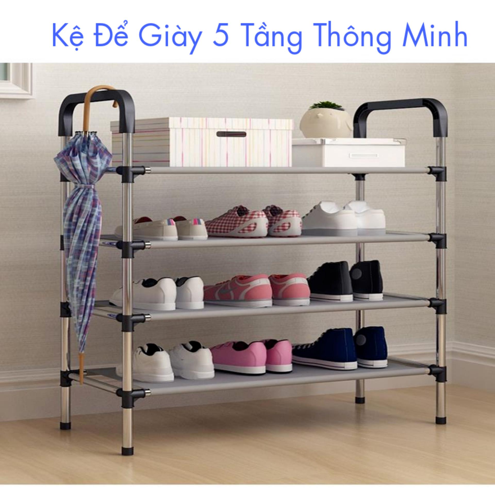 Giá kệ giày dép 5 tầng khung inox để đồ sách vở