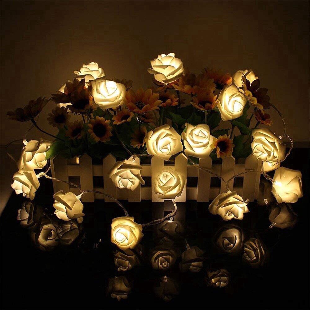 Dây đèn led 20 bông hồng trang trí đám cưới, sự kiện