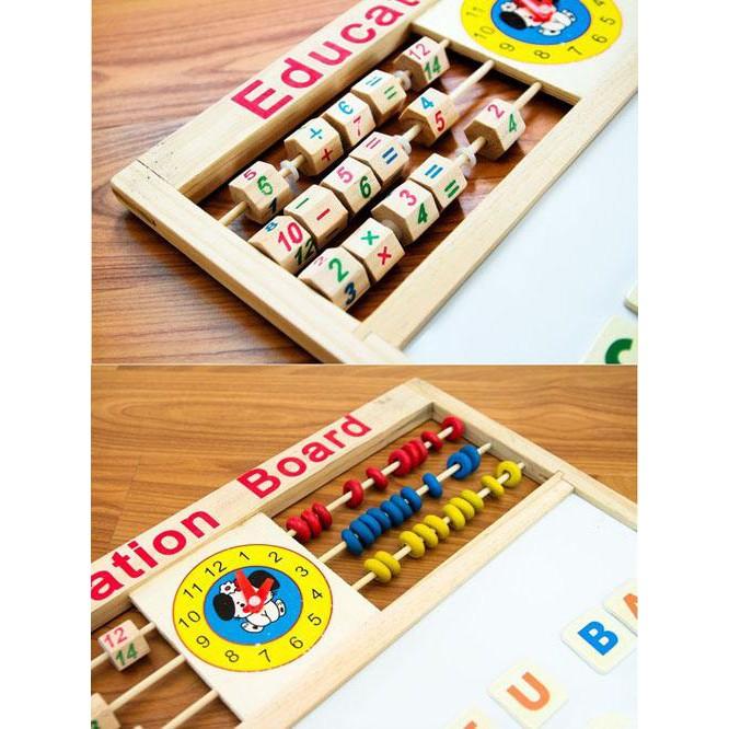 Bảng Ghép Gỗ Nam Châm 2 Mặt Cho Bé Học Chữ Và Số Thông Minh