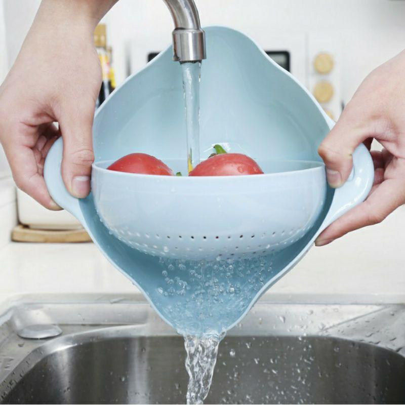 Rổ nhựa 2 lớp xoay 360⁰ ráo nước, sản phẩm tiện lợi nhà bếp
