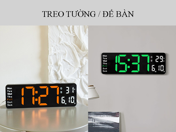 Đồng Hồ LED điện tử để bàn, treo tường báo Nhiệt Độ, Ngày Tháng - L02