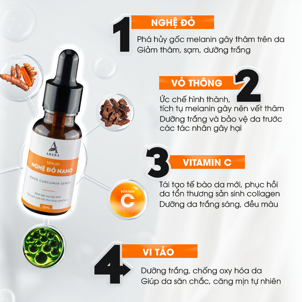 Serum Nghệ Đỏ Nano ABERA - Đánh bật mọi loại thâm