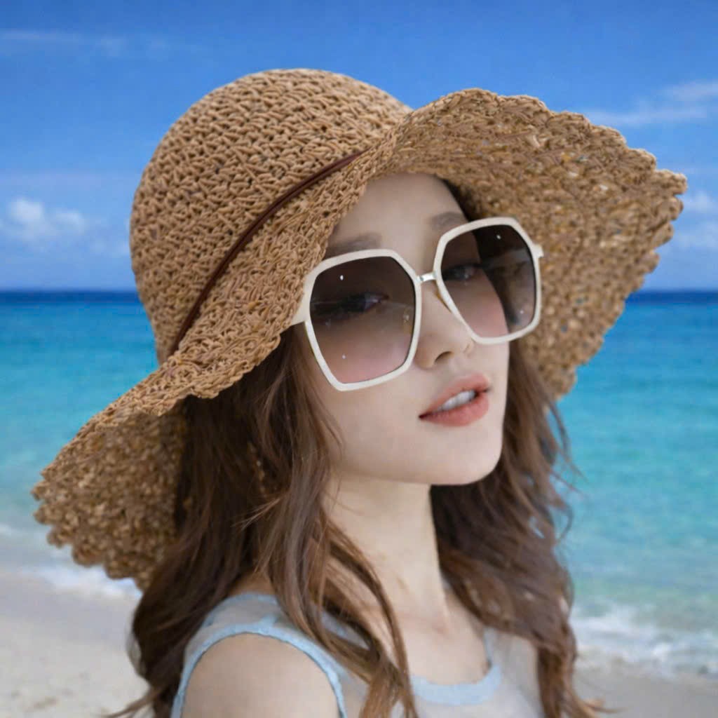 Mũ cói rộng vành chống nắng nữ gấp gọn– Nón đi biển che nắng chống tia UV, form đẹp, thời trang Hàn Quốc  Chất liệu: Cói – nhẹ, thoáng khí  Kiểu dáng: Vành rộng chống nắng, form mềm mại  Phong cách: Hàn Quốc – thanh lịch, nữ tính