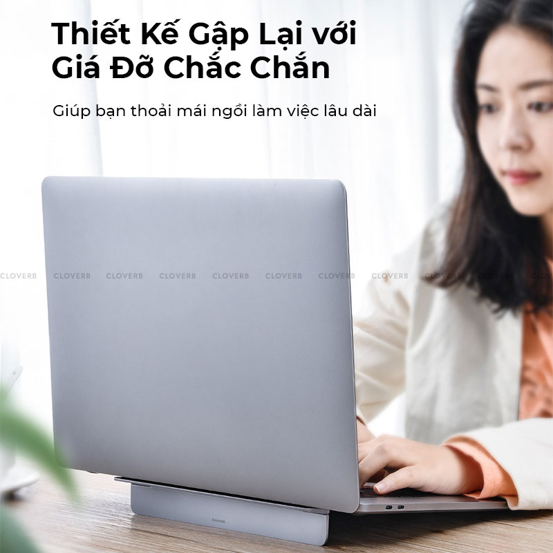 Giá Đỡ Laptop Baseus Papery Notebook Holder Siêu Mòng Dể Xếp Gọn Hợp Kim Aluminum - Hàng Chính Hãng