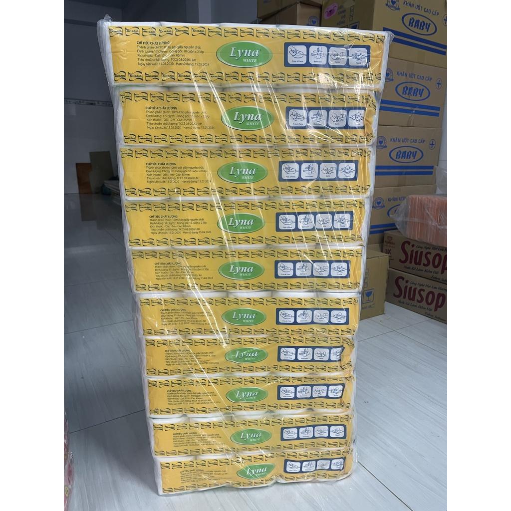 Lốc 10 cuộn Giấy vệ sinh đa năng Lyna Gấu Trắng