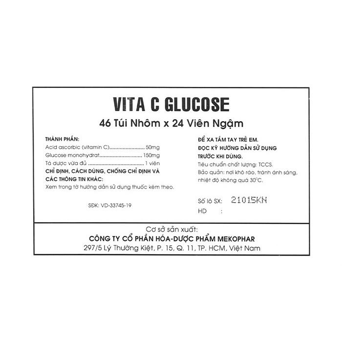 Viên kẹo ngậm vitamin C Mekophar - Vita C Glucose Meko (túi 24 viên)