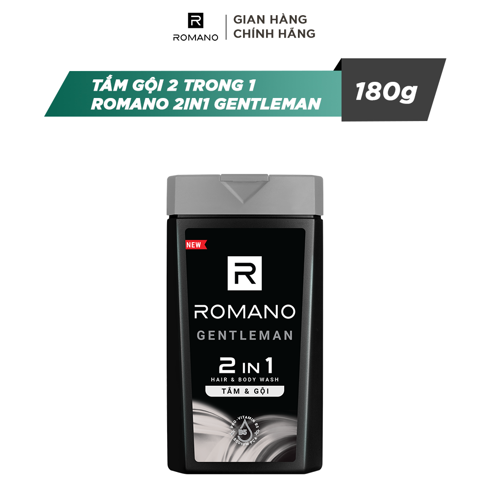 Sữa tắm gội Romano cho nam 2 trong 1 Gentleman 180g