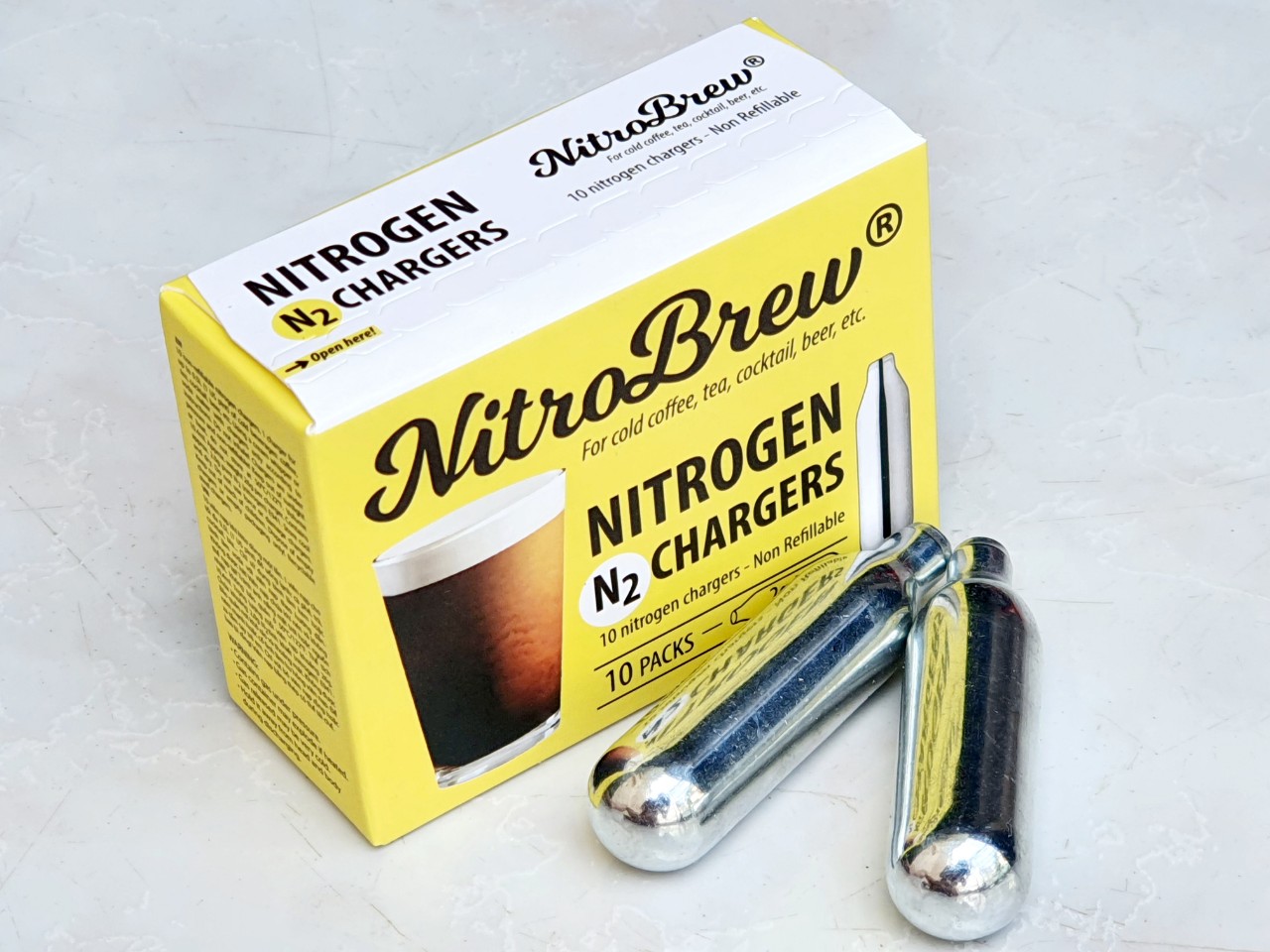 Gas N2 Nitrogen Charger NitroBrewNitroBrew (dùng làm Cà phê Nitro/Nitro Coffee,... tạo lớp bọt mịn cho thức uống)
