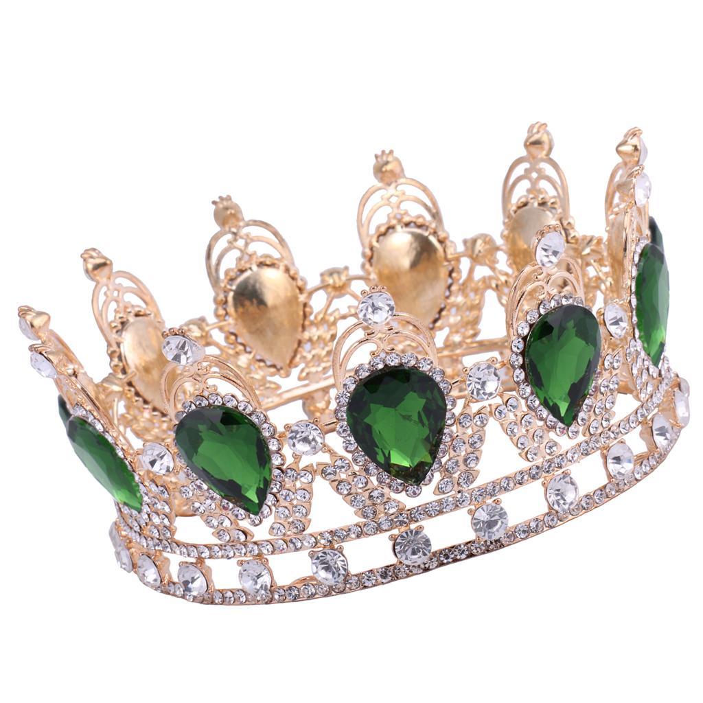 Wedding Party Baroque Majestic Crown Queen Princess Fancy Dress Hat Green