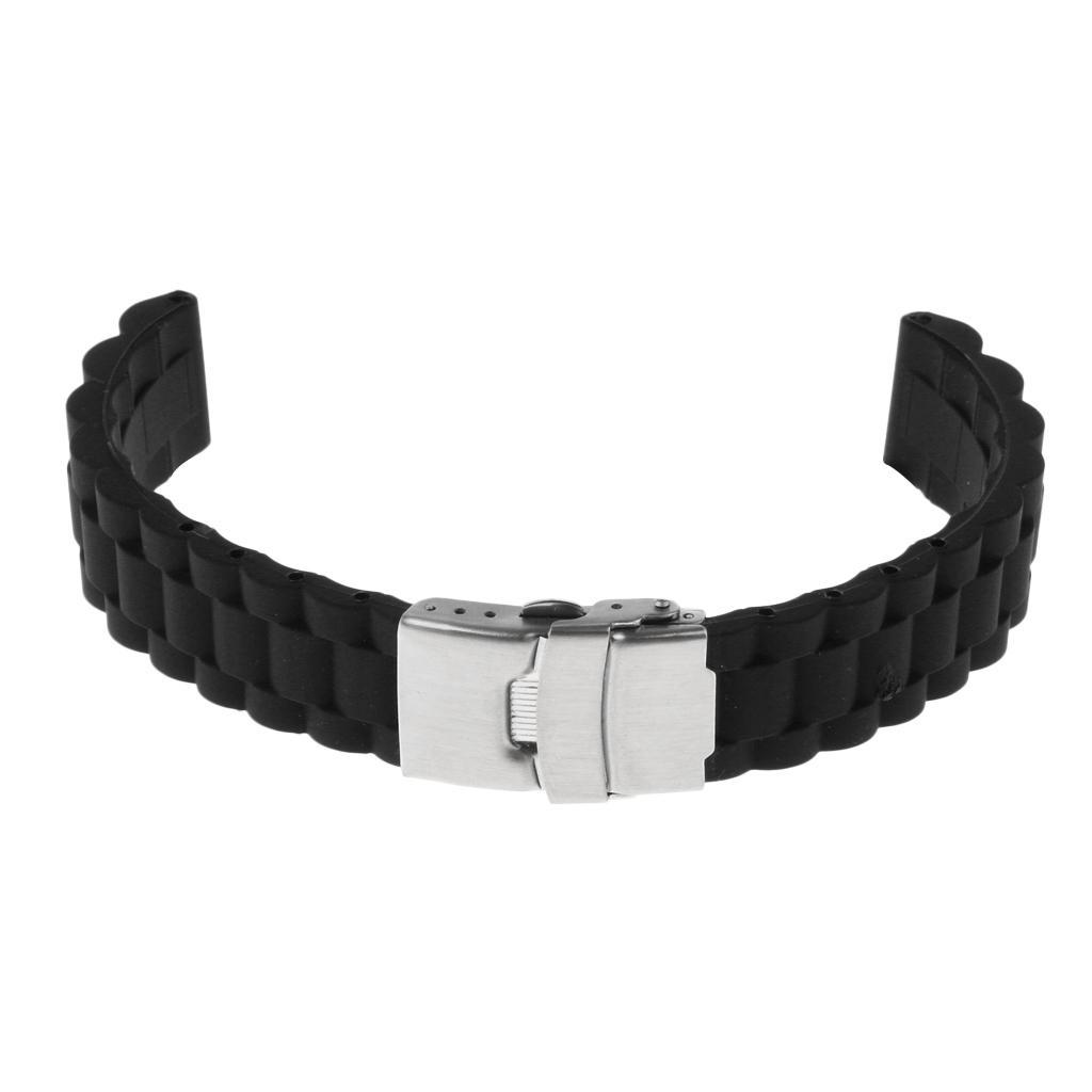 Sports Waterproof Soft silicone Watch Strap Folded Buckle