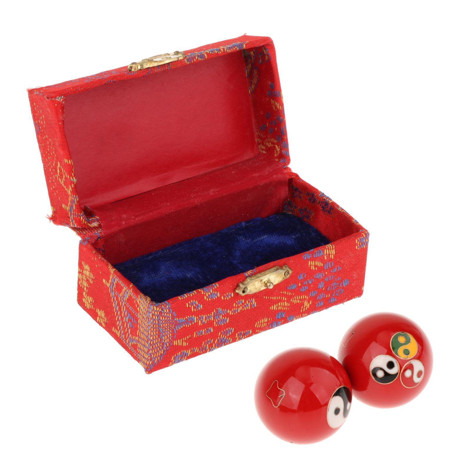 2 Pieces Massage Balls with Storage Box Baoding Balls for Middle Aged People