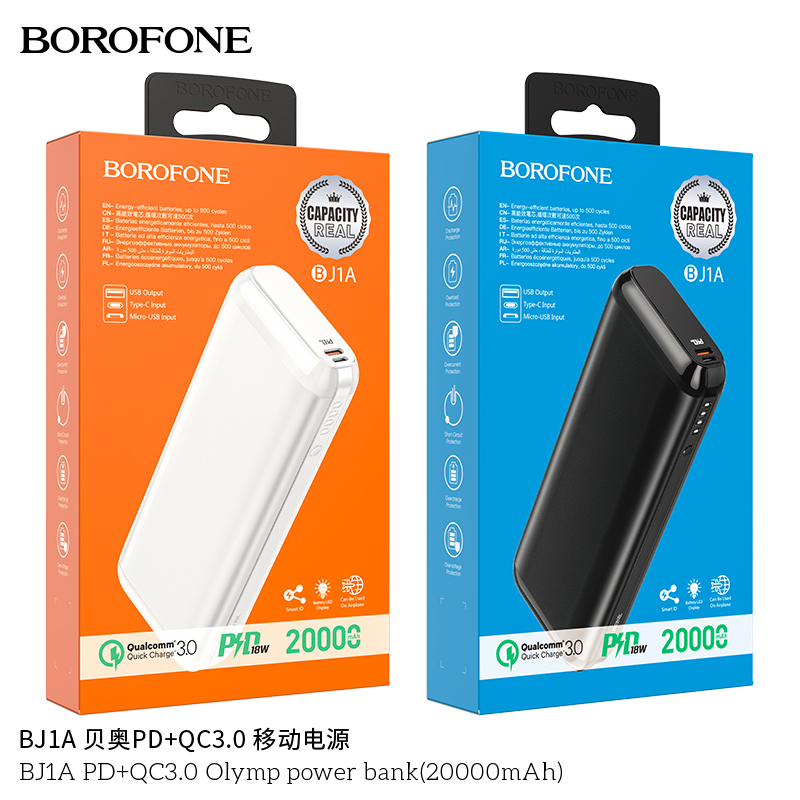 Pin sạc dự phòng Borofone BJ1A sạc nhanh  PD+QC3.0 Olymp 20000mAh- Hàng nhập khẩu