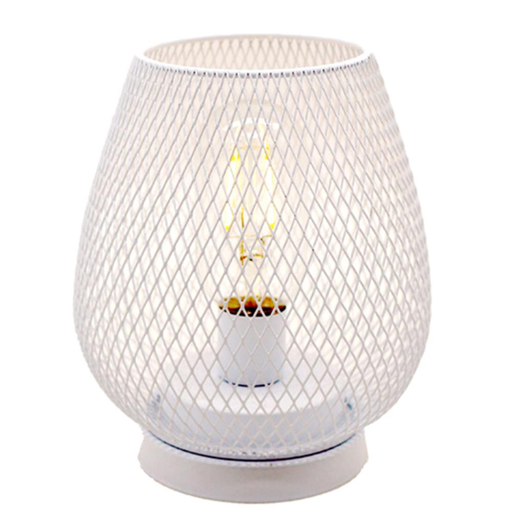 Iron Mesh Birdcage Shaped Table Lamp Light Battery Power Bedside Cafe White