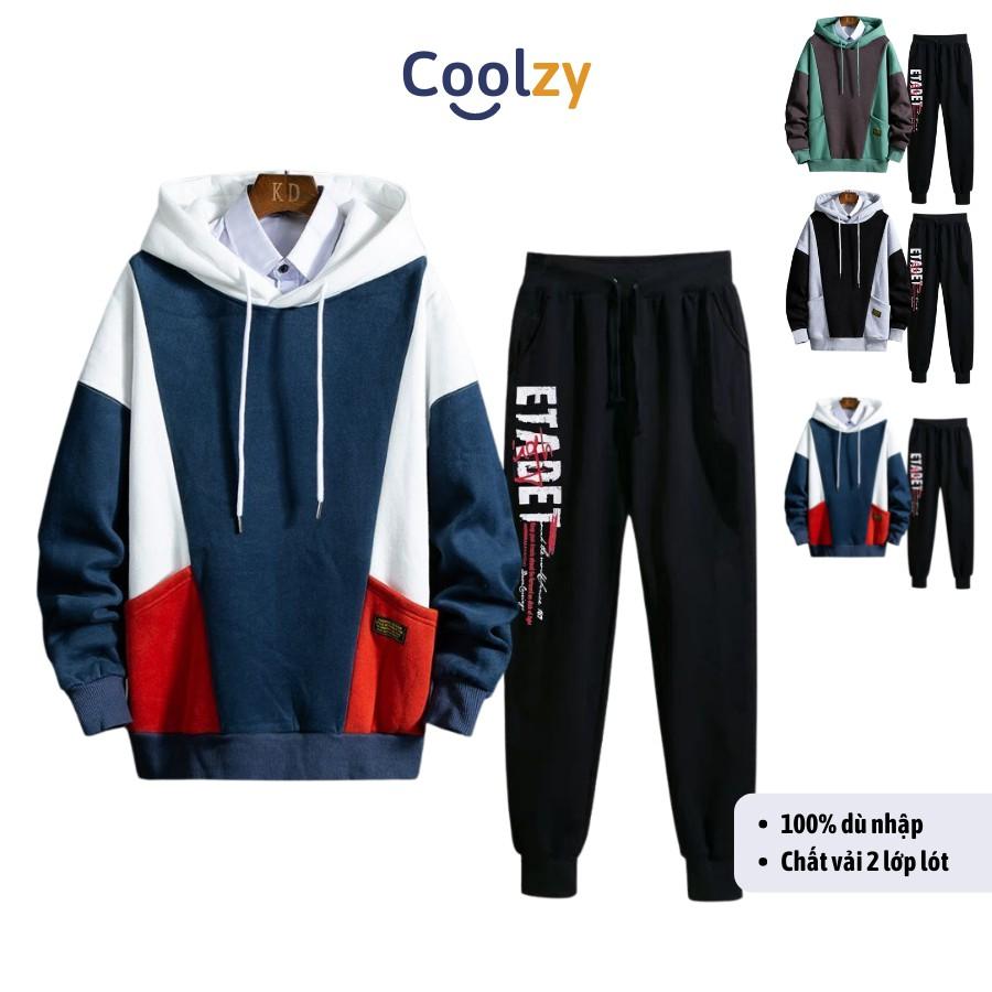 Set Áo Hoodie quần Jogger ️ Áo khoác nỉ unisex PHỐI MÀU quần ETADET, form unisex nam nữ trẻ trung