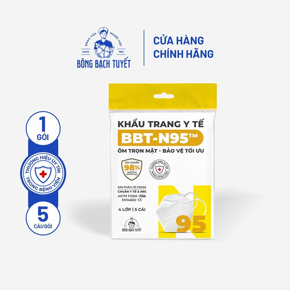 Khẩu Trang Bông Bạch Tuyết N95 Trắng (5 cái/gói)