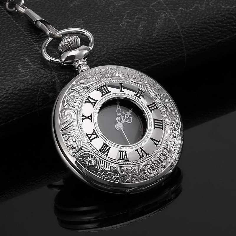 Đồng hồ bỏ túi cổ điển Đồng hồ đeo tay nam bằng thép có dây chuyền
