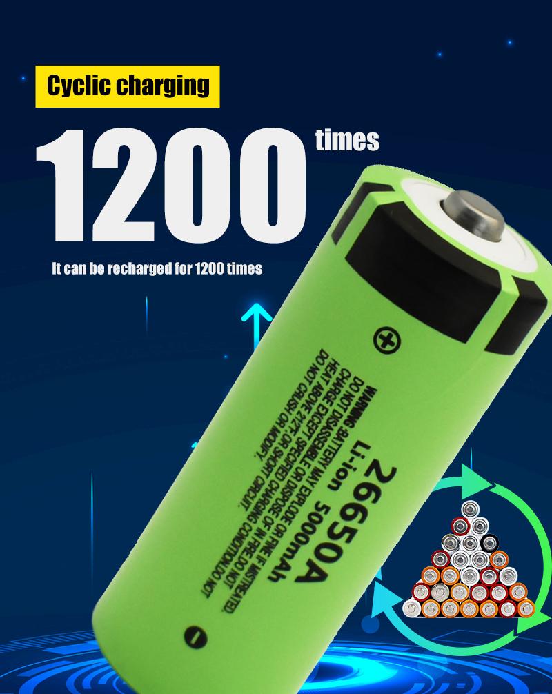 100% Chính Hãng 26650 3.7V 5000MAh 50A Pin Lithium Ion 26650A, Geeinet Für LED Taschenlampe Màu sắc: 1 Cái