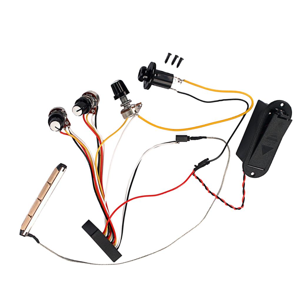3-Band EQ Preamp Circuit Active Pickup Wiring Harness for Bass Guitar Uke