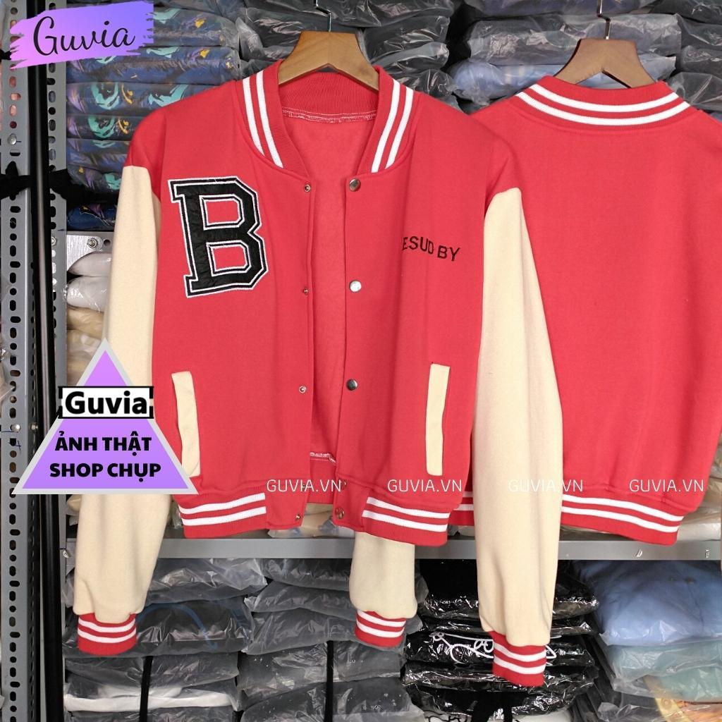 Áo Khoác Bomber Croptop Nỉ THÊU CHỮ B Nữ Form Rộng HOT Mặc Đẹp
