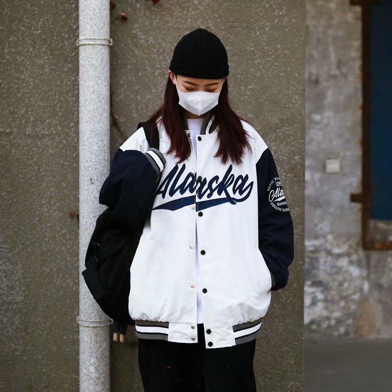 Áo Bomber Bóng Chày 2 Lớp Alaska Cao Cấp,Áo Khoác Varsity 2 Lớp Phong Cách Hàn Quốc