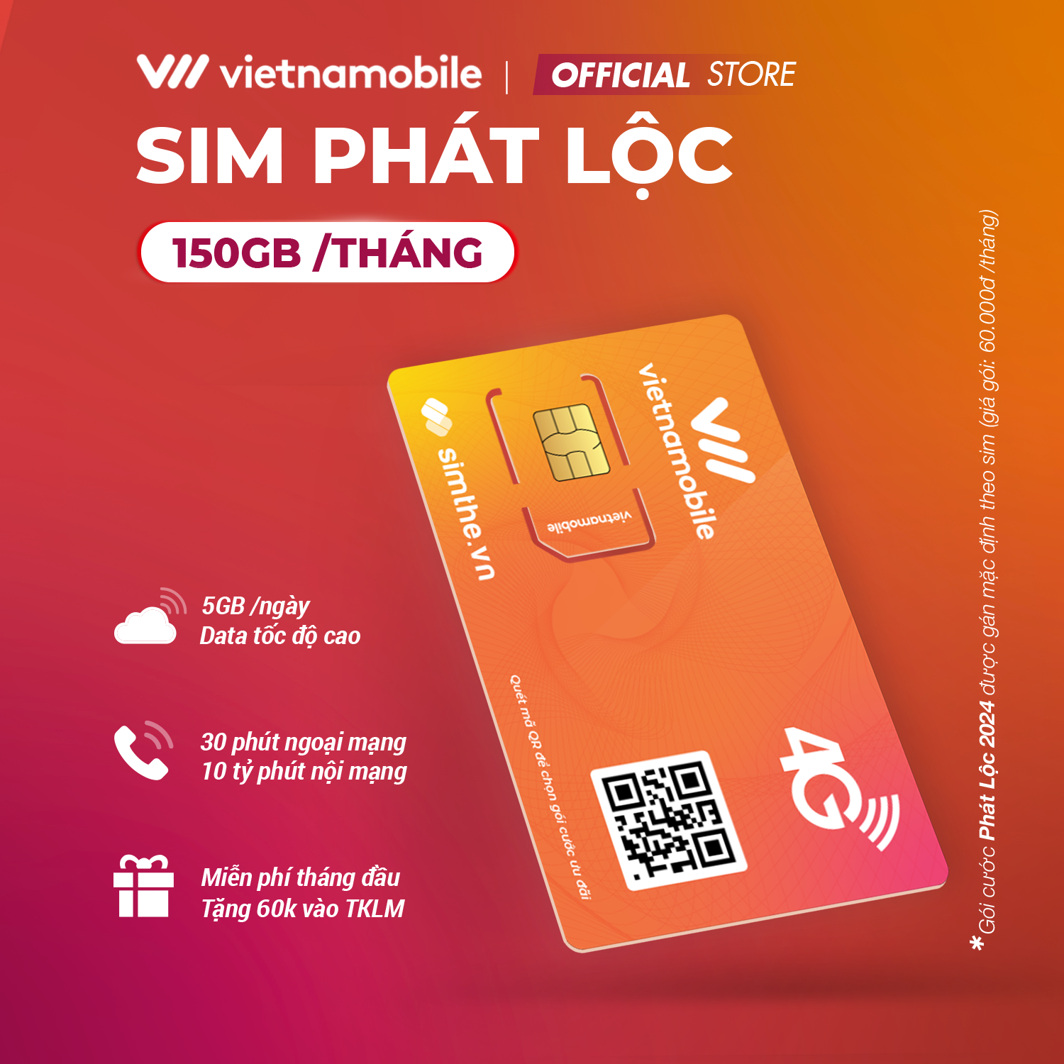 Free 30 Ngày Sim 4G Vietnamobile Phát Lộc Data 5Gbngày 150Gbtháng. Miễn Phí 30P Gọi Ngoại Mạng 1 Tỷ Phút Gọisms Nội Mạng. Tặng 60K Tklm. Chỉ Dùng Tại 20 Tỉnh Miền Nam - Hàng Chính Hãng - Đầu Số 09Xxx
