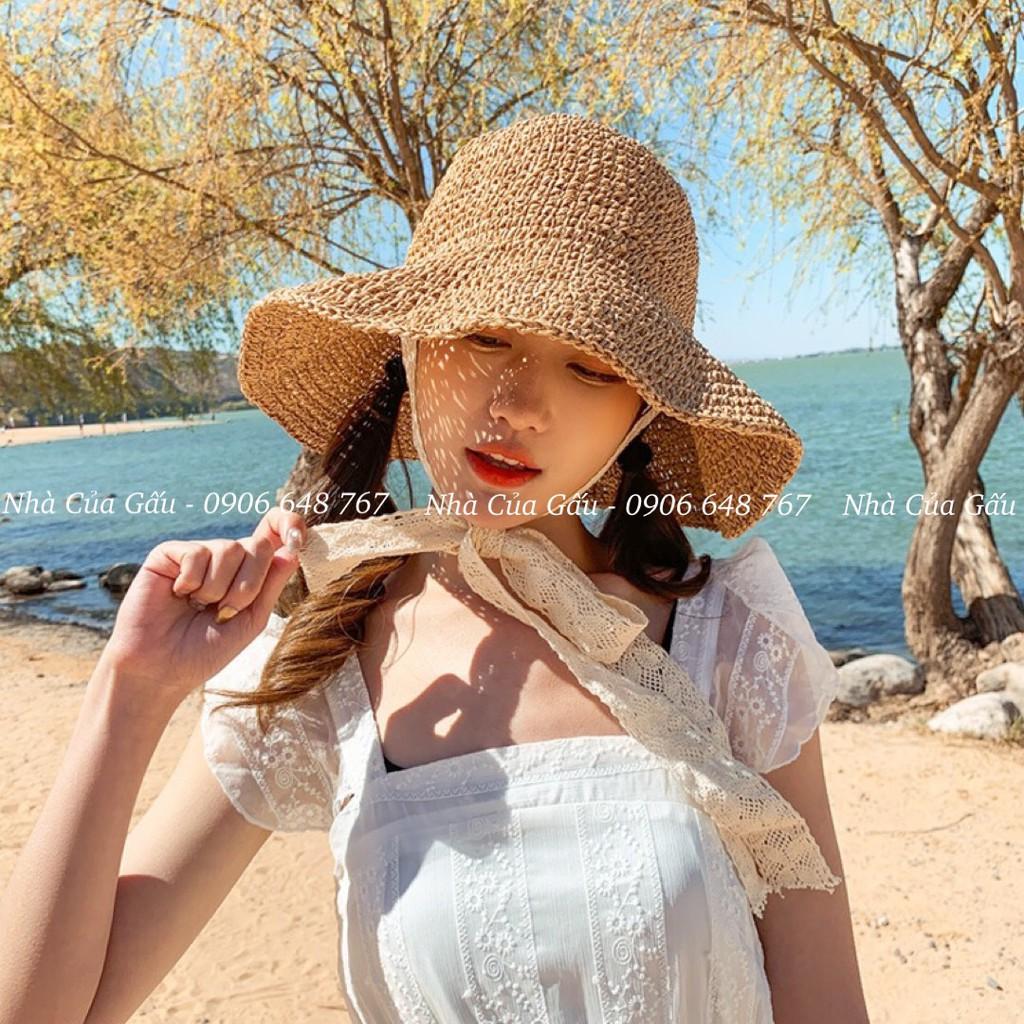Nón cói ren cột nơ đi chơi siêu xinh