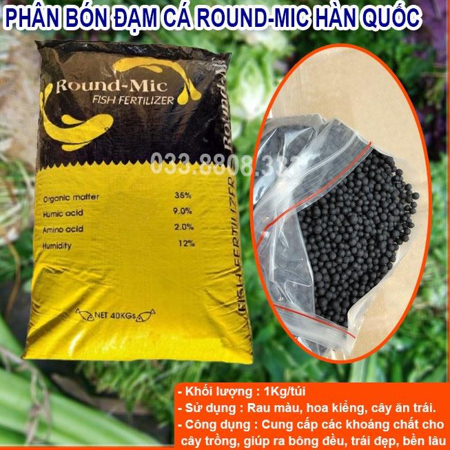 3KG Phân Bón Đạm Cá Hữu Cơ Hàn Quốc Round-Mic chuyên dùng cho hoa cây cảnh cây ăn quả