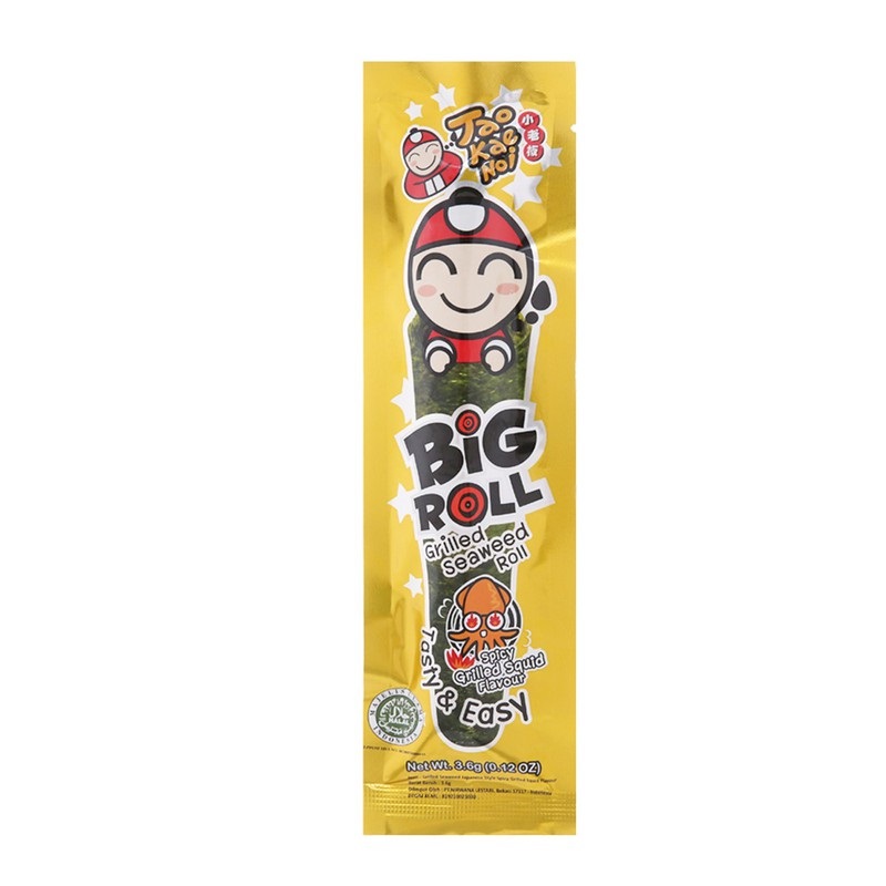 Snack rong biển Tao Kae Noi Big Roll vị Mực 3,6g - Hộp 6 gói