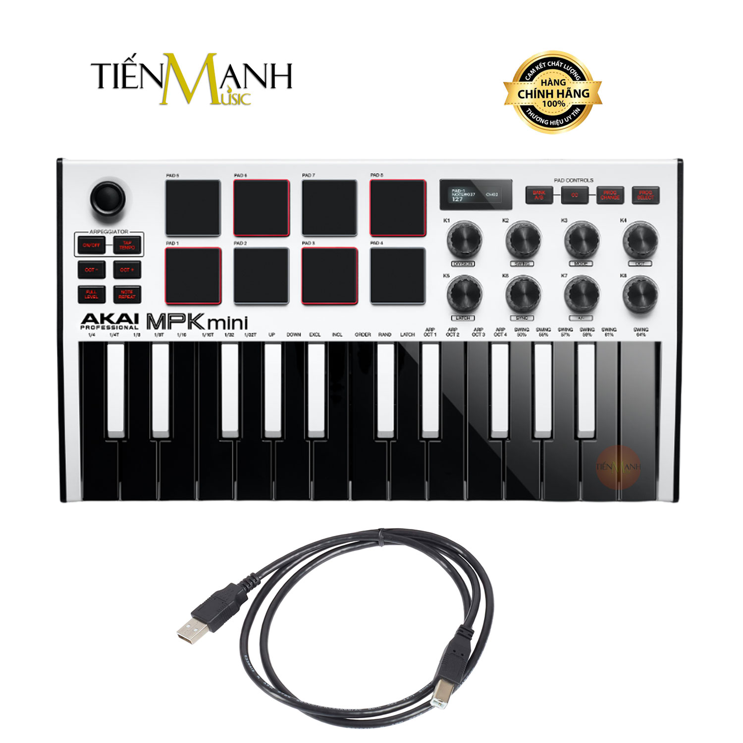 Akai MPK Mini MK3 - Midi Compact Keyboard Controller Bàn Phím Sáng Tác Sản Xuất Âm Nhạc Producer Hàng Chính Hãng - Kèm Móng Gẩy DreamMaker