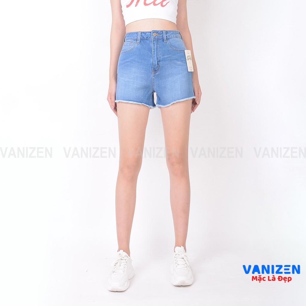 Quần short jean nữ ngắn đẹp lưng cao cạp cao tua rua gấu trơn hàng cao cấp mã 430 VANIZEN