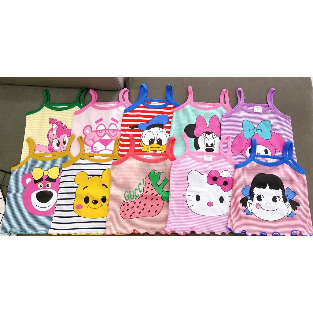 Bộ Chip 2 Dây cotton borip xuất in Hình siêu cưng cho Bé Gái, Đồ bộ mặc nhà, bộ hai dây