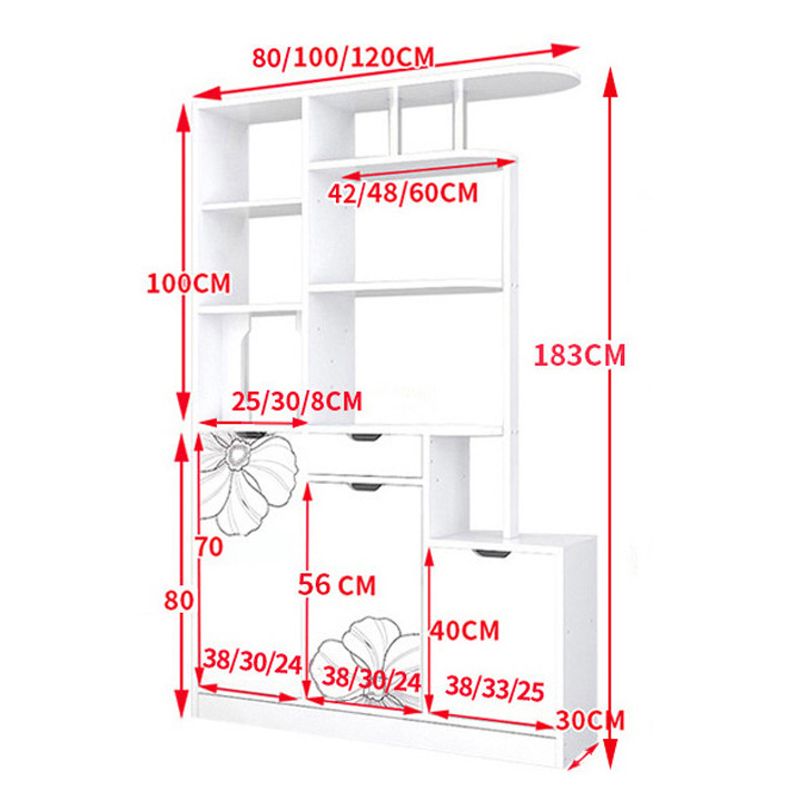 Tủ vách ngăn phòng khách, kệ trang trí phòng khách TUR055