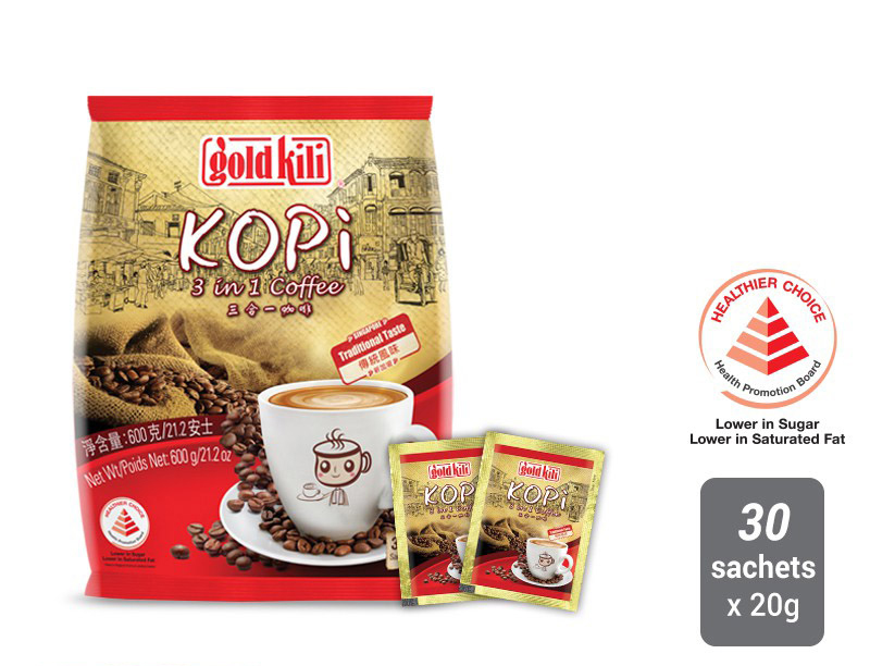Cà phê Kopi 3 trong 1 Gold Kili vị truyền thống 600g - Singapore