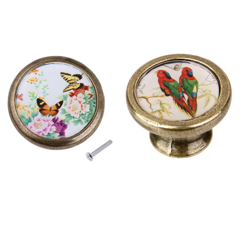 2x Vintage Round Cabinet Door Cupboard Drawer Dresser Pulls Handle Knobs #1