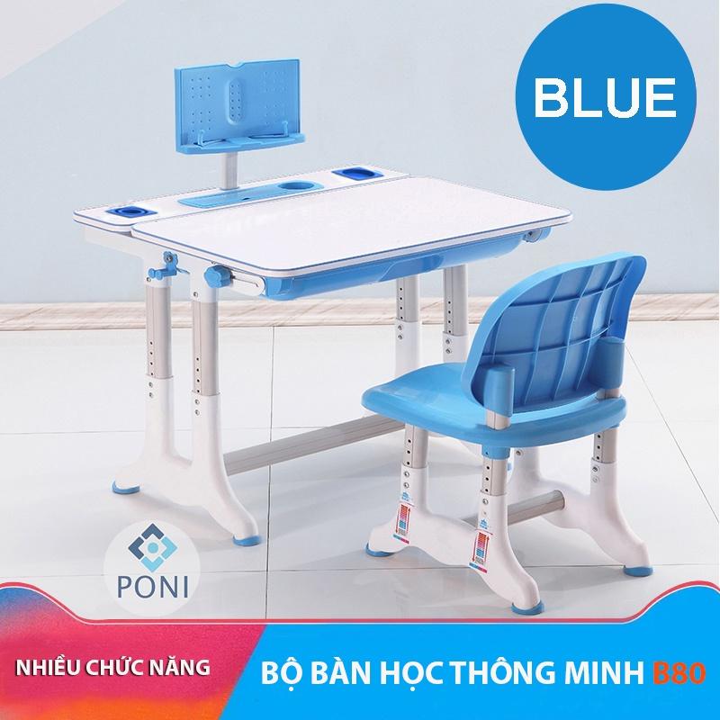 (Tặng tặng đèn led + balo) Bộ bàn học thông minh chống gù, chống cận B80, mặt bàn rộng 80cm