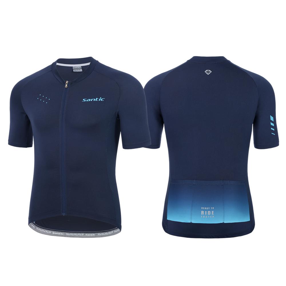 Santic Nam Đi Xe Đạp Tay Ngắn Mùa Hè Xe Đạp MTB Áo Sơ Mi Dây Kéo Đầy Đủ Đường Thoáng Khí Xe Đạp Thể Thao Quần Áo Phản Quang Kích Thước Châu Á Color: KM2C02235N Size: XXXL