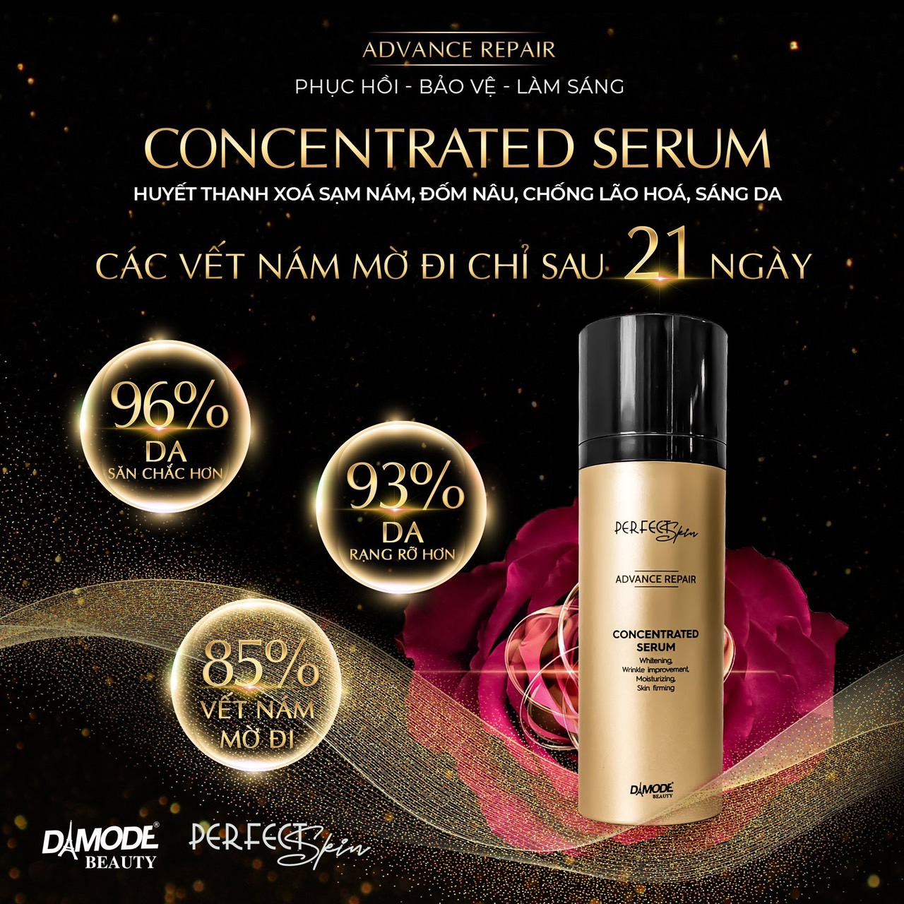 Huyết thanh xóa nám xóa đốm nâu ngăn lão hóa da CONCENTRATED SERUM DAMODE chai 30ml