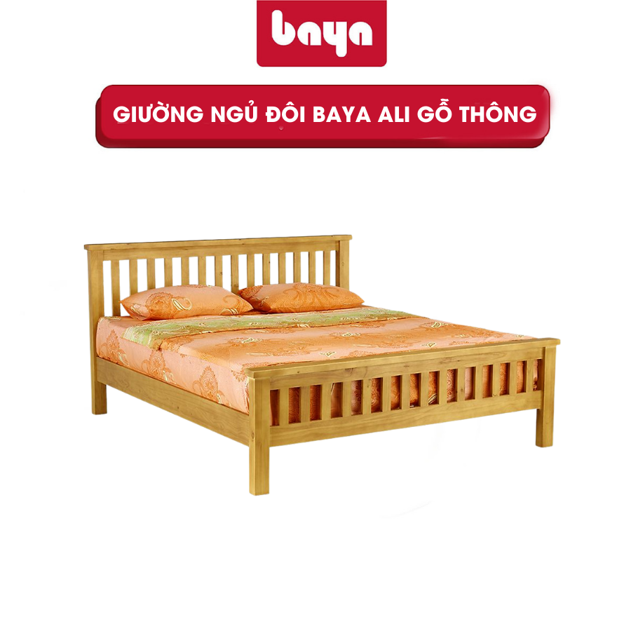 Giường Ngủ Đôi BAYA ALI Chất Liệu Gỗ Thông Độ Bền Cao Thiết Kế Tối Giản Gam Màu Nhẹ Nhàng 1000429